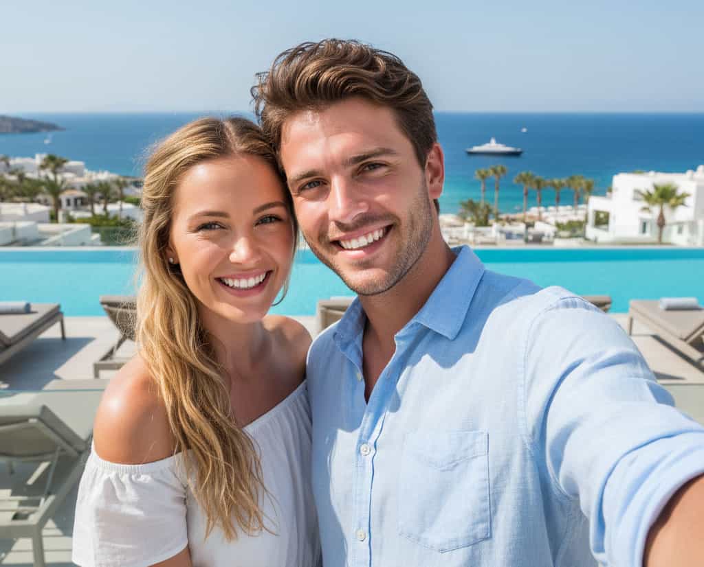 Selfie from a hotel terrace in Malaga
