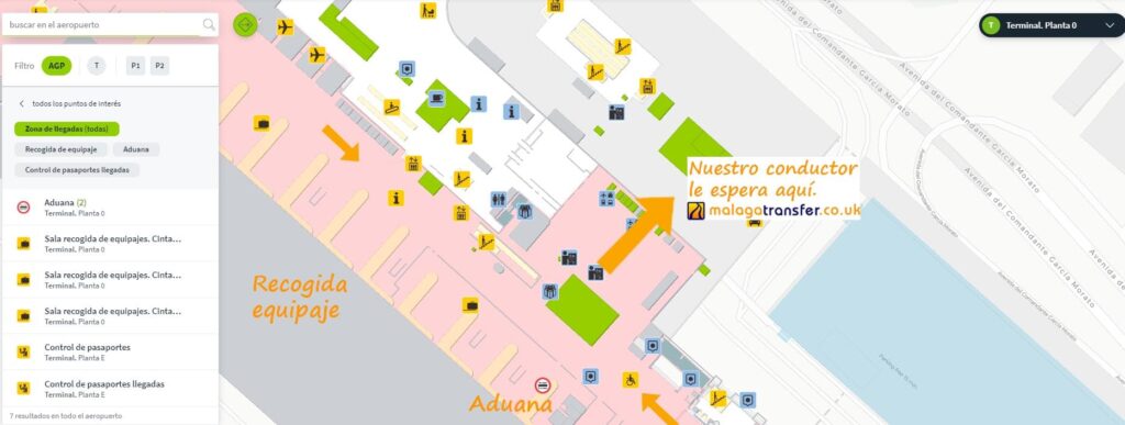 Mapa donde espera conductor de su traslado desde el aeropuerto